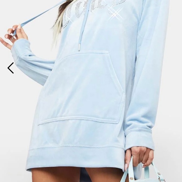 FROSTED BIG BLING VELOUR HOODIE DRESS - Picture 2 of 5